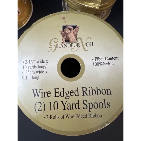 6 Rolled Wired Gold Ribbon 2.5" wide 10 Yards Each NEw - Picture 3 of 7